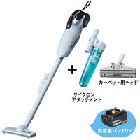 マキタ コードレス掃除機 CL181FDZW+BL1860B+じゅうたん用ヘッド+サイクロンアタッチメントセット