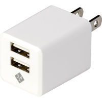 ナカバヤシ USB充電器(2ポート) ホワイト JYU-ACU224W ナカバヤシ USB充電器(2ポート) ホワイト JYU-ACU224W