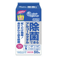 ウェットティッシュ 【アルコール除菌】【ボトルタイプ】【詰替】【80枚入】エリエール 除菌できるアルコールタオル 大王製紙