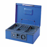 【アウトレット】カール事務器 キャッシュボックス A4サイズ 青 シリンダー錠・ダイヤル錠 W348×L258×H133mm 1個 CB-8700-B