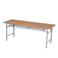 アイリスチトセ 折りたたみテーブル 棚付き チーク 幅1800×奥行600×高さ700mm 1台 (わけあり品)