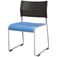 スタッキングチェア 座ビニールレザー ブルー 519064 3脚(わけあり品)