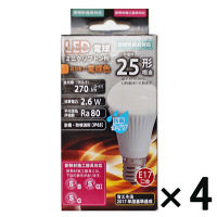【アウトレット】LED電球 ミニクリプトン型 E17口金 電球色 25形相当 270lm LDA3L-H-E17 I11 1セット(4個:1個×4) オーム電機